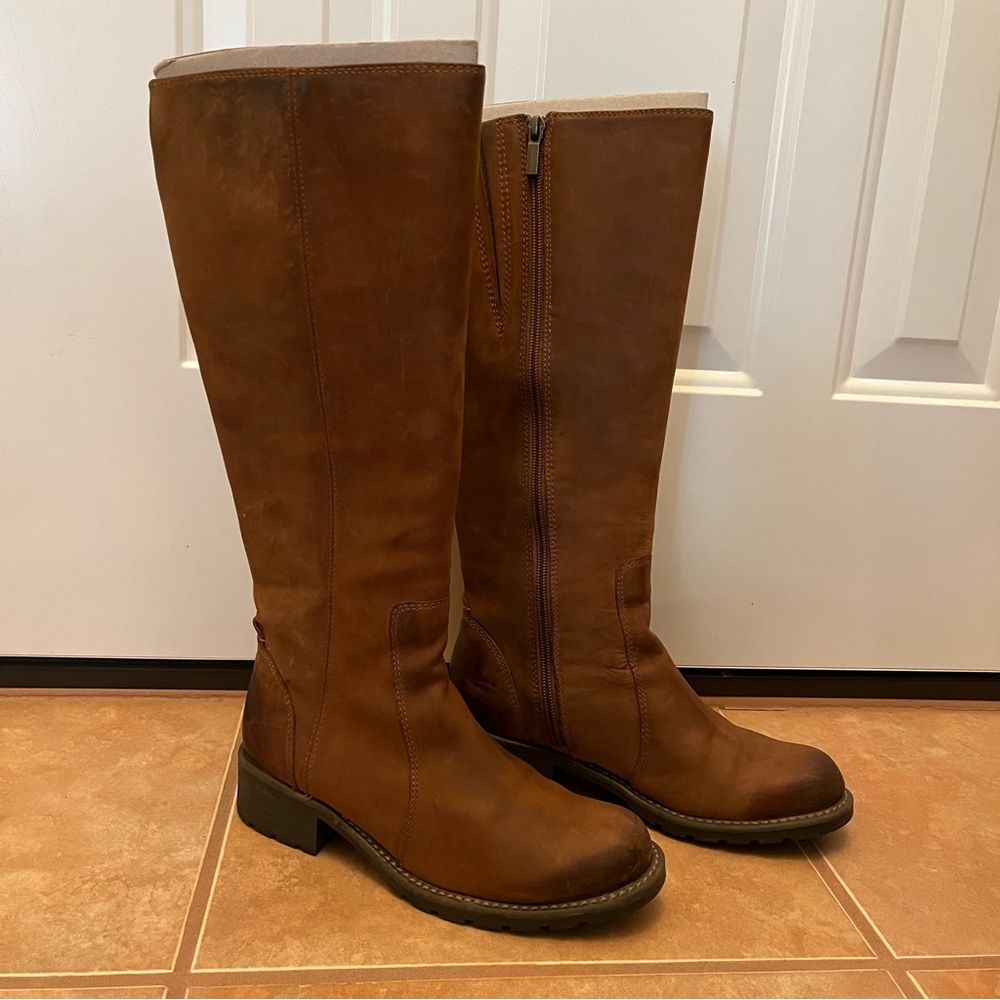 Clarks Orinoco Eave Tan Tall Leather Riding Boots Women’s Size 7M